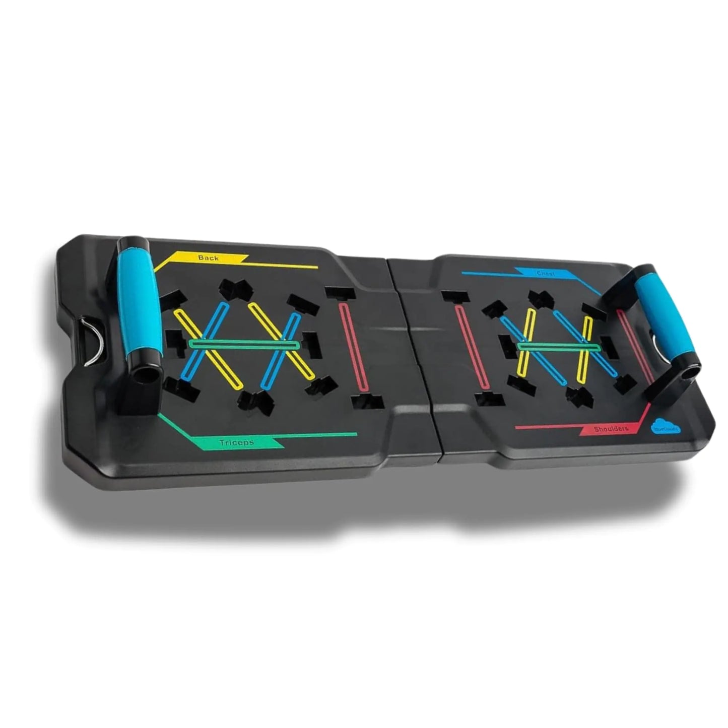Blue Clouds Multi-Functional Push Up Board for Home Workouts & Muscle Building | Color Coded Foldable Pushup Board Fitness Tool | At Home Gym Accessories for Men and Women | Portable Gym